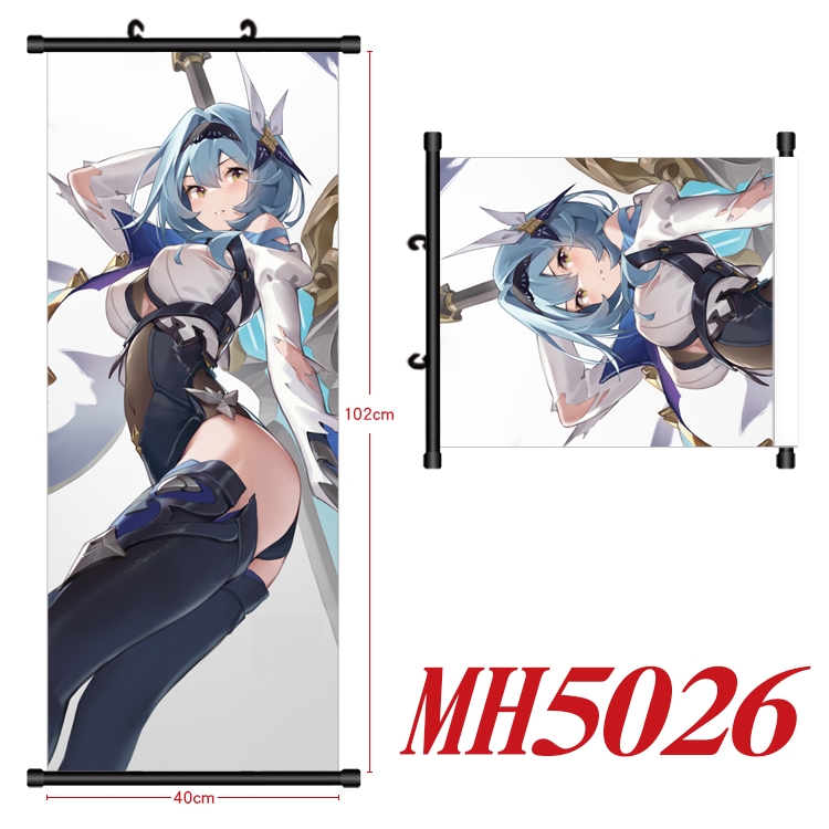 Genshin Impact Anime black Plastic rod Cloth painting Wall Scroll 40X102CM MH5026