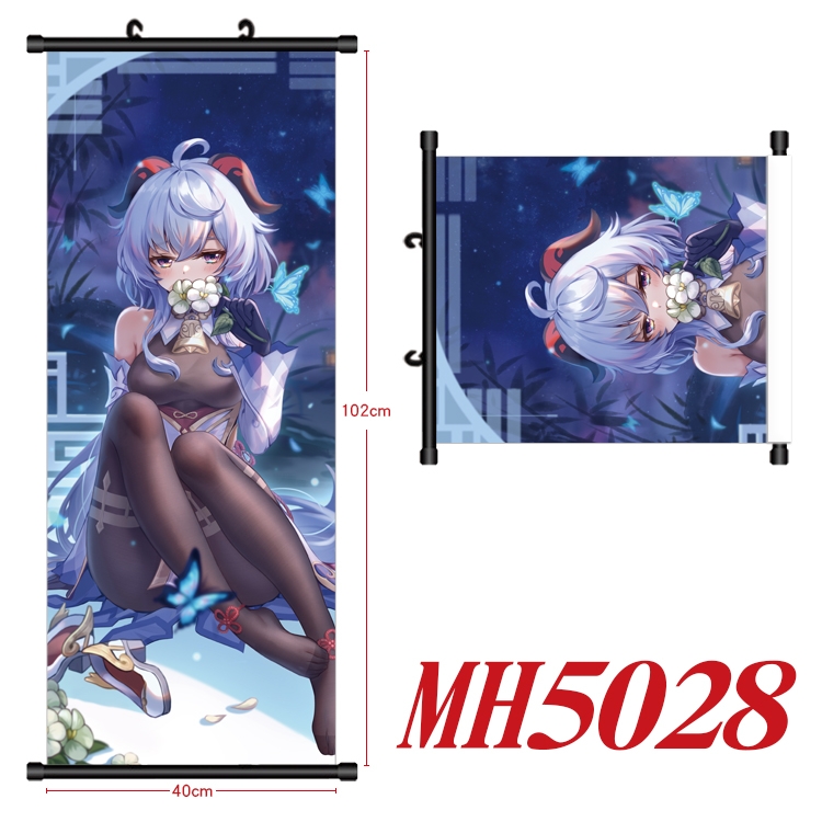 Genshin Impact Anime black Plastic rod Cloth painting Wall Scroll 40X102CM MH5028