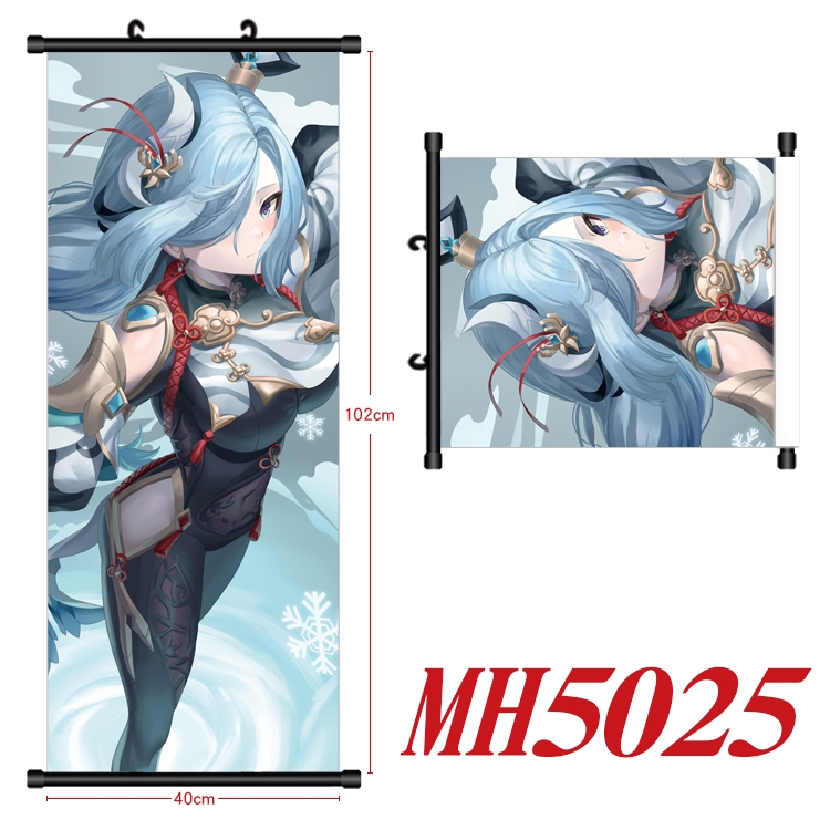 Genshin Impact Anime black Plastic rod Cloth painting Wall Scroll 40X102CM  MH5025