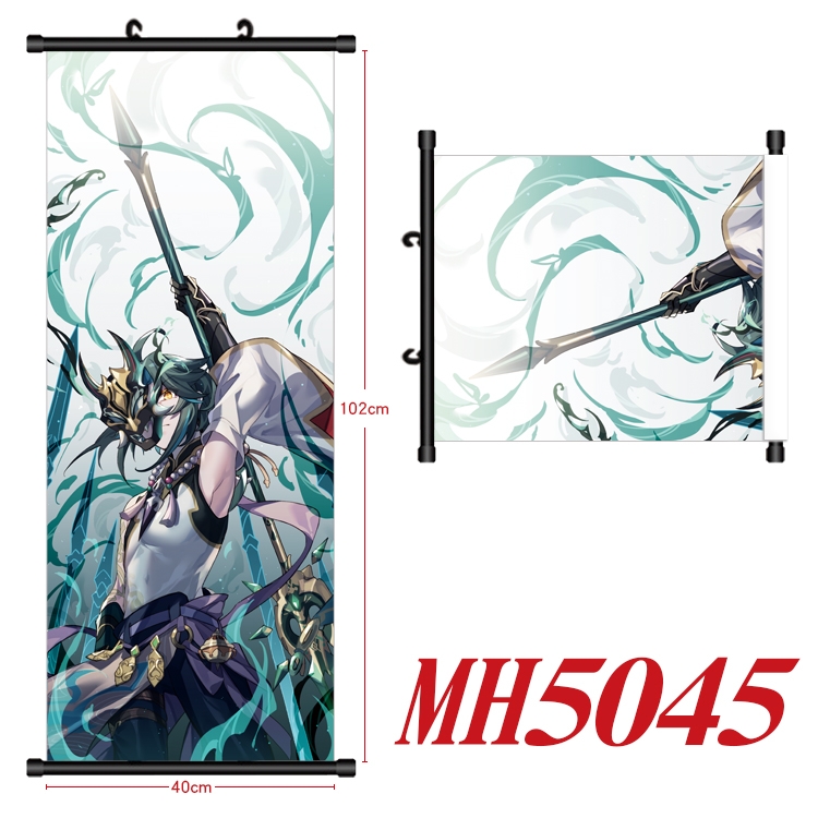 Genshin Impact Anime black Plastic rod Cloth painting Wall Scroll 40X102CM  MH5045