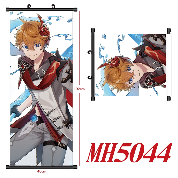 Genshin Impact Anime black Plastic rod Cloth painting Wall Scroll 40X102CM  MH5044