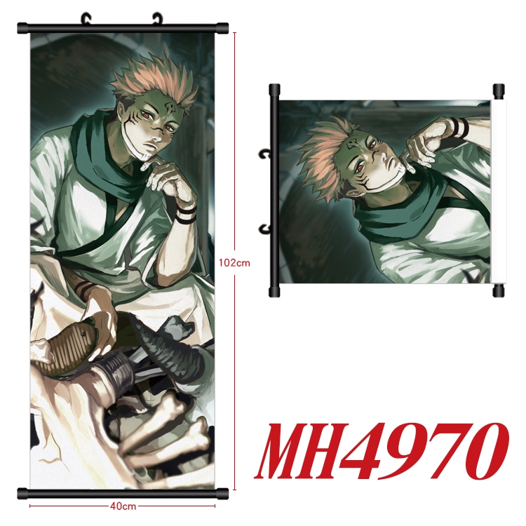 Jujutsu Kaisen Anime black Plastic rod Cloth painting Wall Scroll 40X102CM MH4970