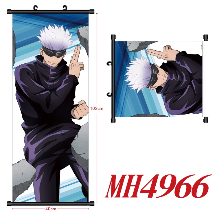 Jujutsu Kaisen Anime black Plastic rod Cloth painting Wall Scroll 40X102CM MH4966