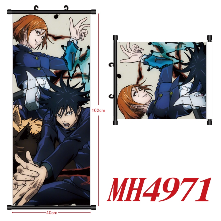 Jujutsu Kaisen Anime black Plastic rod Cloth painting Wall Scroll 40X102CM  MH4971