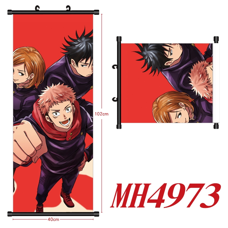 Jujutsu Kaisen Anime black Plastic rod Cloth painting Wall Scroll 40X102CM  MH4973