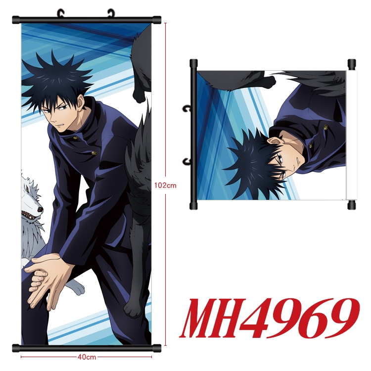 Jujutsu Kaisen Anime black Plastic rod Cloth painting Wall Scroll 40X102CM MH4969