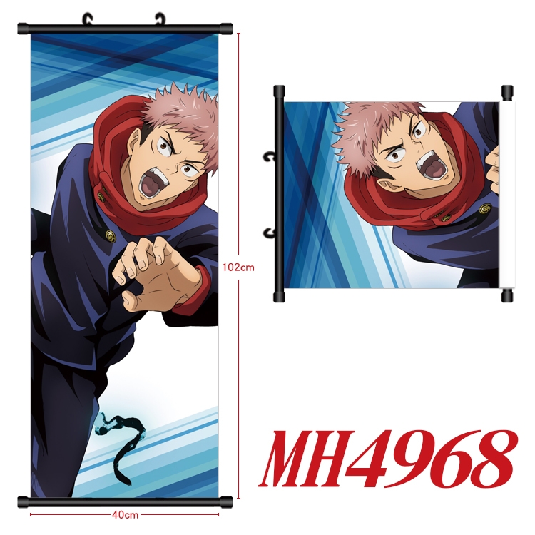 Jujutsu Kaisen Anime black Plastic rod Cloth painting Wall Scroll 40X102CM  MH4968