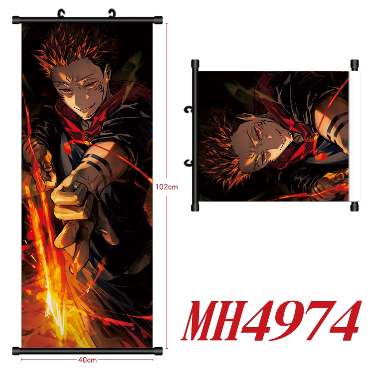 Jujutsu Kaisen Anime black Plastic rod Cloth painting Wall Scroll 40X102CM  MH4974