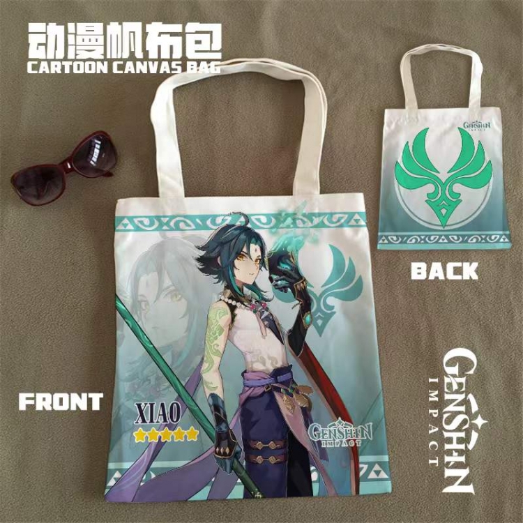 Genshin Impact  Double Sided Coloring Book Multifunctional Canvas Bag Shoulder Bag