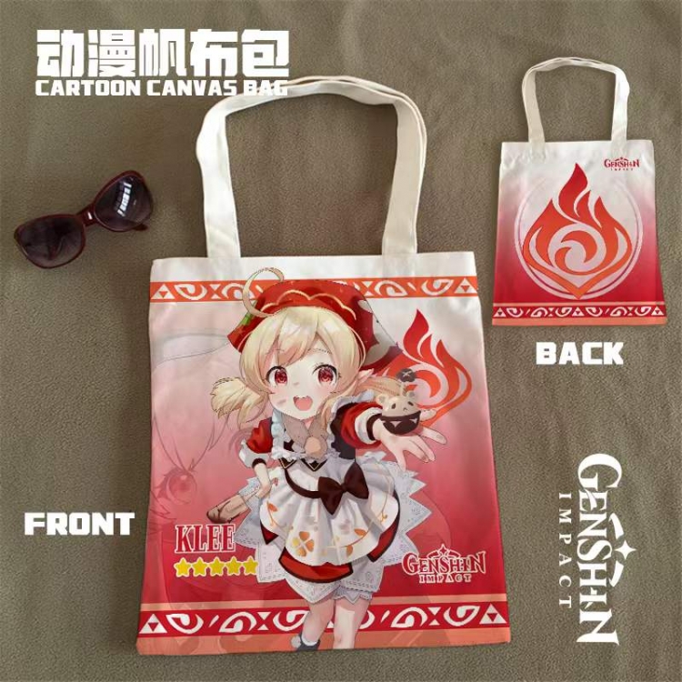 Genshin Impact  Double Sided Coloring Book Multifunctional Canvas Bag Shoulder Bag