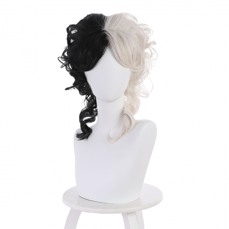 black and white witch Short curly hair cos wig 405NC