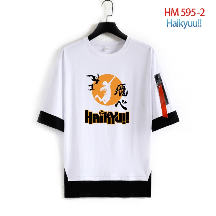 Haikyuu!! round neck fake two loose T-shirts from S to 4XL  HM-595-2