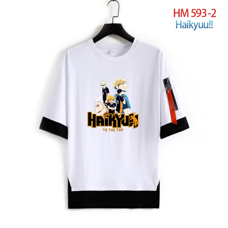 Haikyuu!! round neck fake two loose T-shirts from S to 4XL   HM-593-2