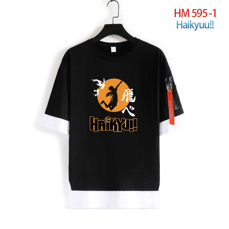 Haikyuu!! round neck fake two loose T-shirts from S to 4XL   HM-595-1