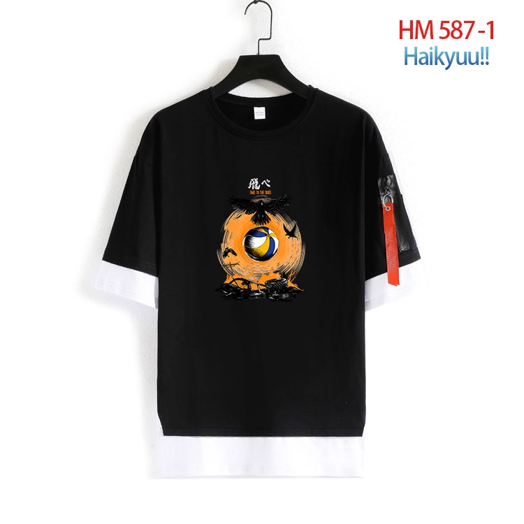 Haikyuu!! round neck fake two loose T-shirts from S to 4XL  HM-587-1