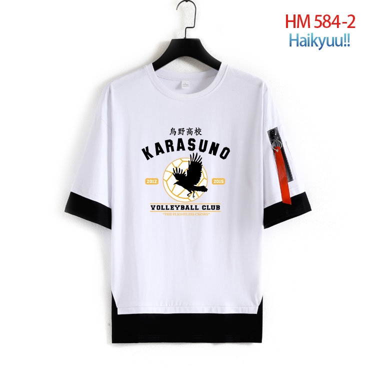 Haikyuu!! round neck fake two loose T-shirts from S to 4XL  HM-584-2