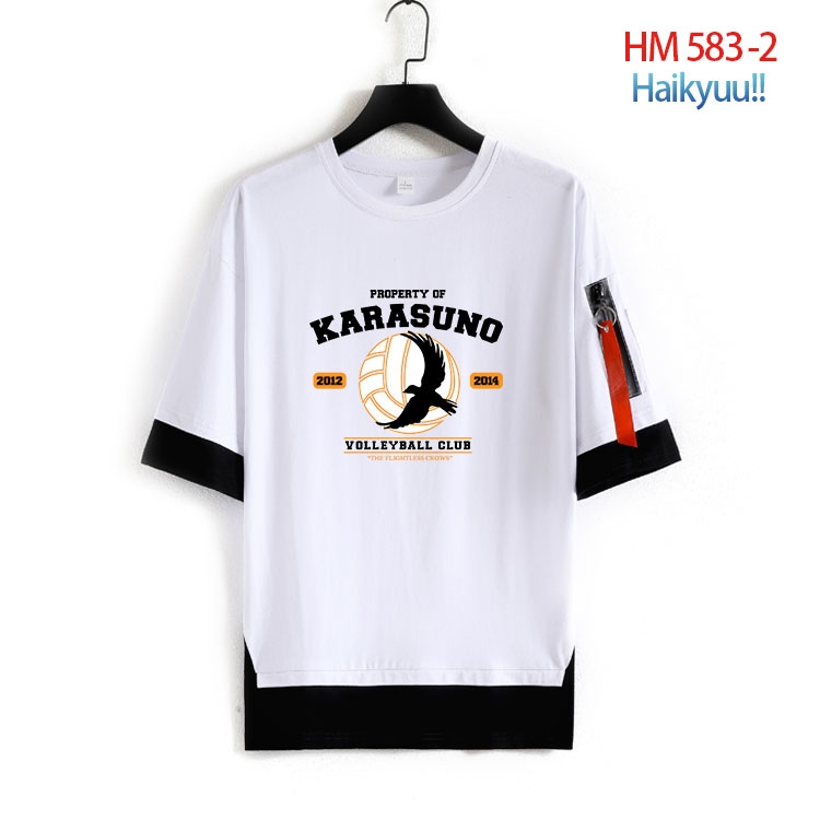 Haikyuu!! round neck fake two loose T-shirts from S to 4XL  HM-583-2