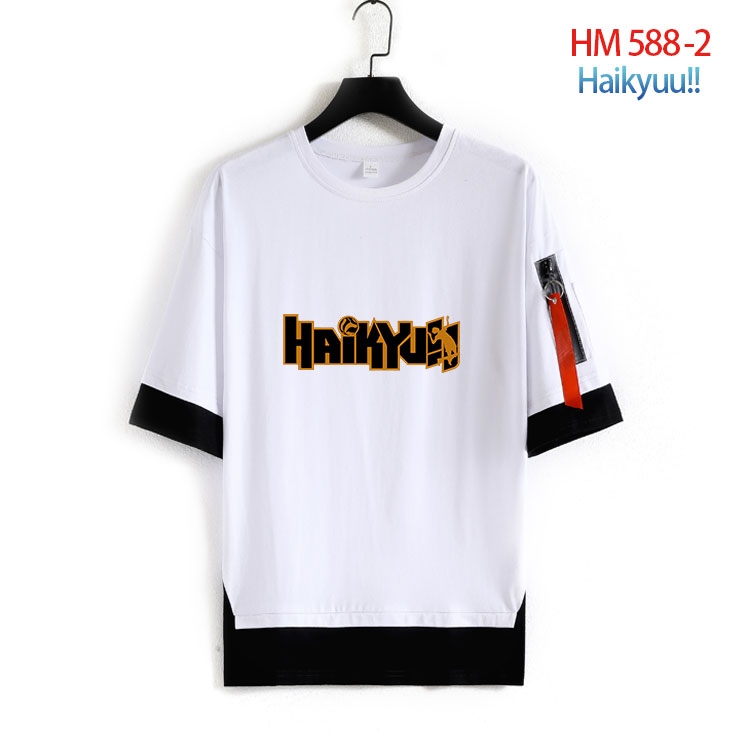 Haikyuu!! round neck fake two loose T-shirts from S to 4XL   HM-588-2