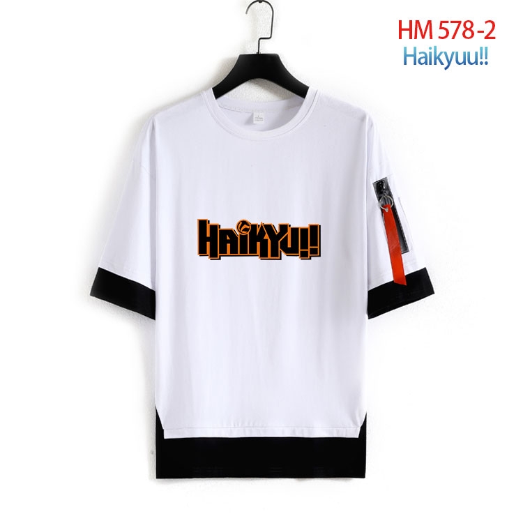 Haikyuu!! round neck fake two loose T-shirts from S to 4XL   HM-578-2