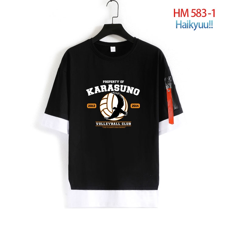 Haikyuu!! round neck fake two loose T-shirts from S to 4XL  HM-583-1