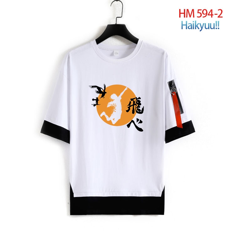 Haikyuu!! round neck fake two loose T-shirts from S to 4XL HM-594-2