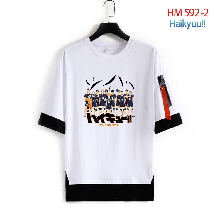Haikyuu!! round neck fake two loose T-shirts from S to 4XL  HM-592-2
