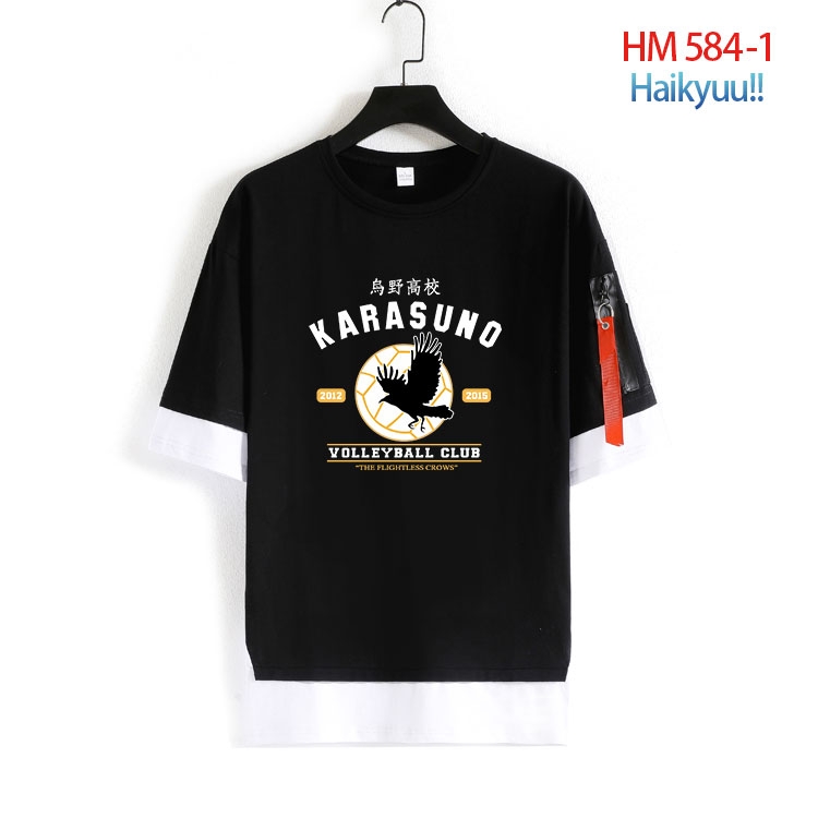Haikyuu!! round neck fake two loose T-shirts from S to 4XL  HM-584-1