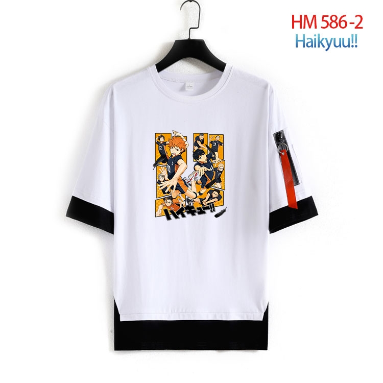 Haikyuu!! round neck fake two loose T-shirts from S to 4XL  HM-586-2