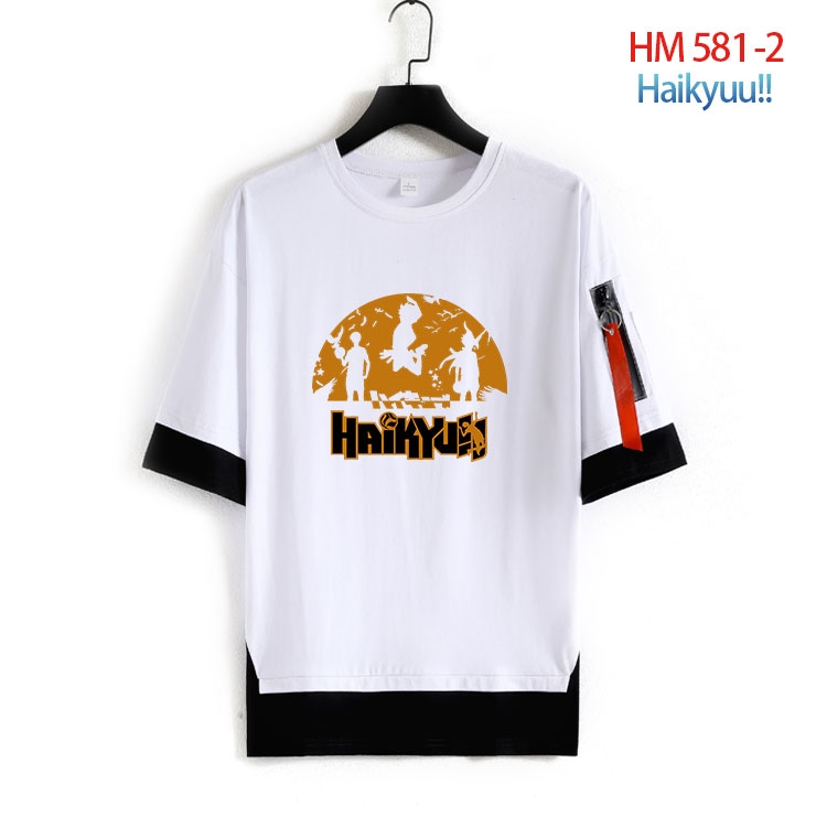 Haikyuu!! round neck fake two loose T-shirts from S to 4XL  HM-581-2