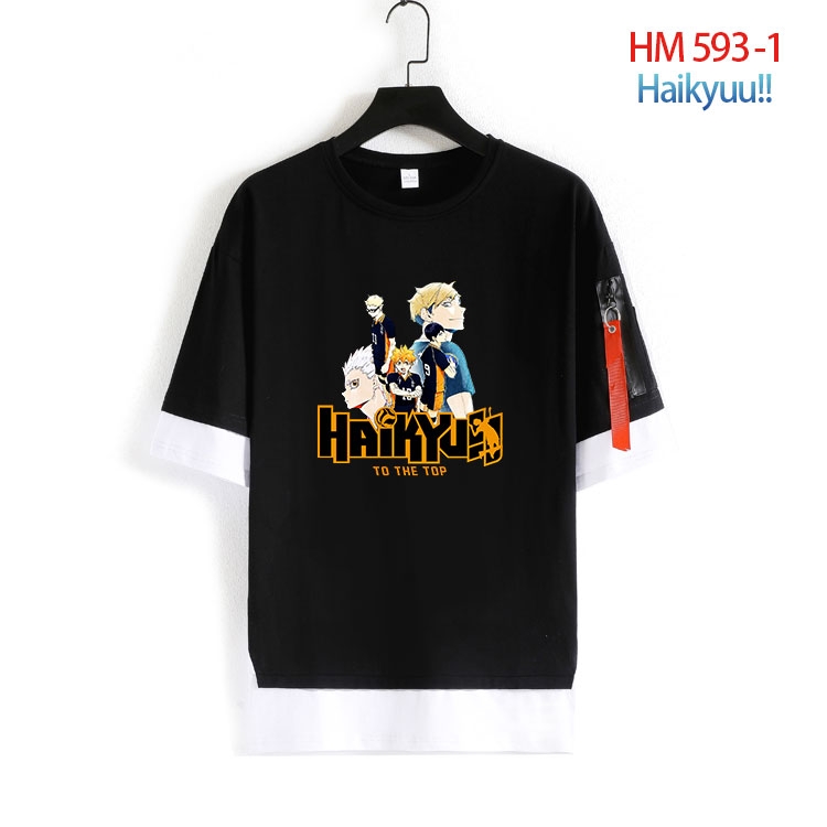 Haikyuu!! round neck fake two loose T-shirts from S to 4XL  HM-593-1