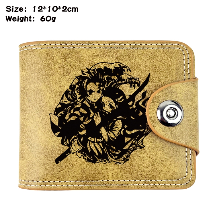 Demon Slayer KimetsAnime high quality PU two fold embossed wallet 12X10X2CM 60G  20A