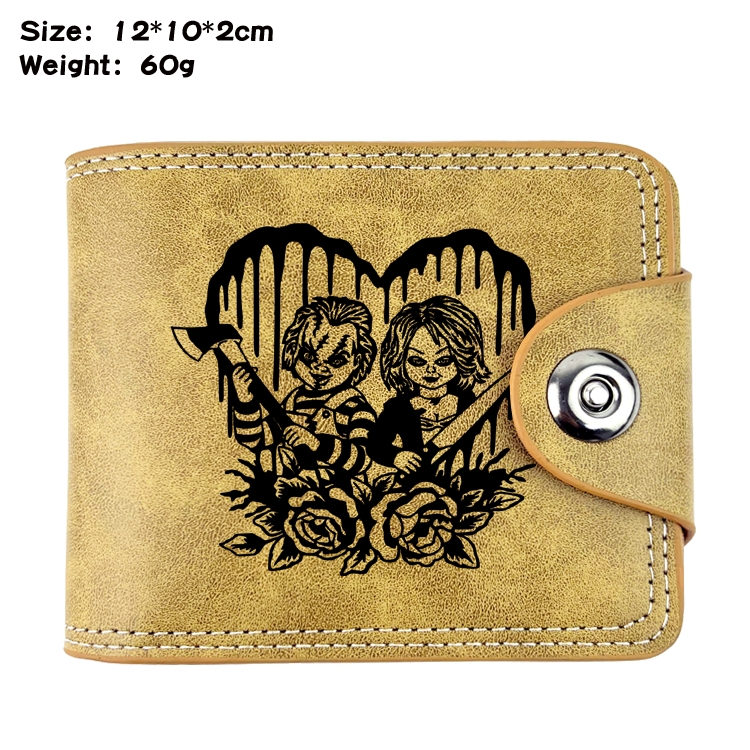 Chucky Anime high quality PU two fold embossed wallet 12X10X2CM 60G 4A