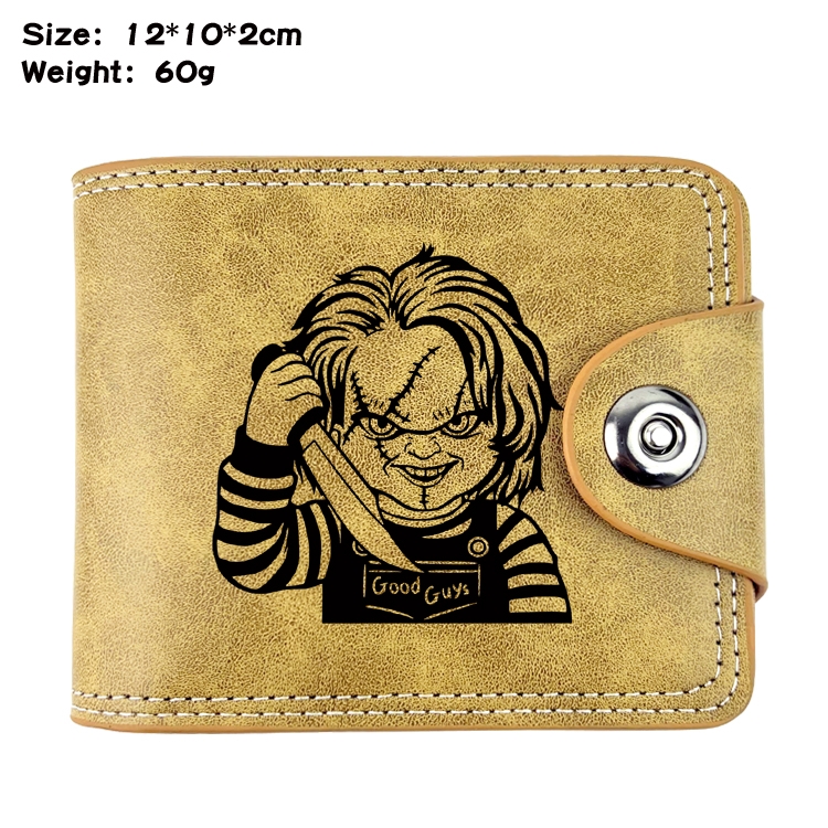 Chucky Anime high quality PU two fold embossed wallet 12X10X2CM 60G 1A