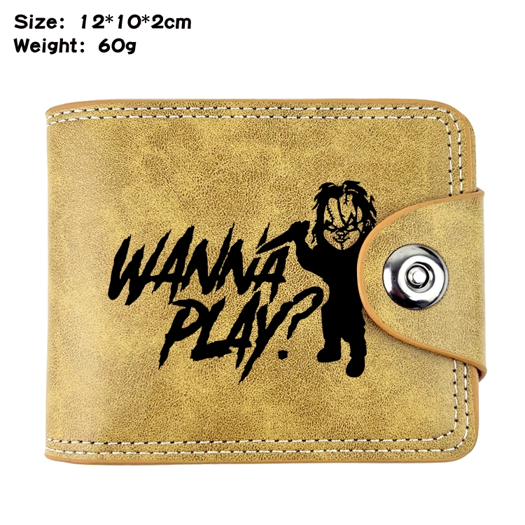 Chucky Anime high quality PU two fold embossed wallet 12X10X2CM 60G 3A