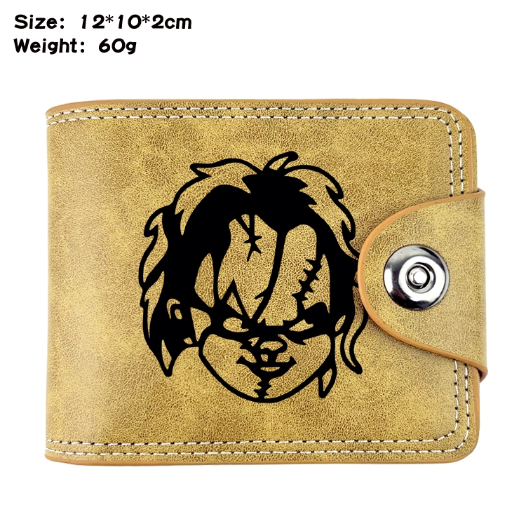 Chucky Anime high quality PU two fold embossed wallet 12X10X2CM 60G 5A