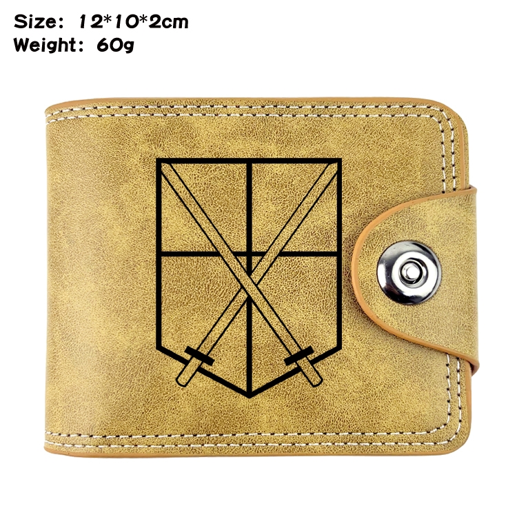 Shingeki no Kyojin Anime high quality PU two fold embossed wallet 12X10X2CM 60G  4A