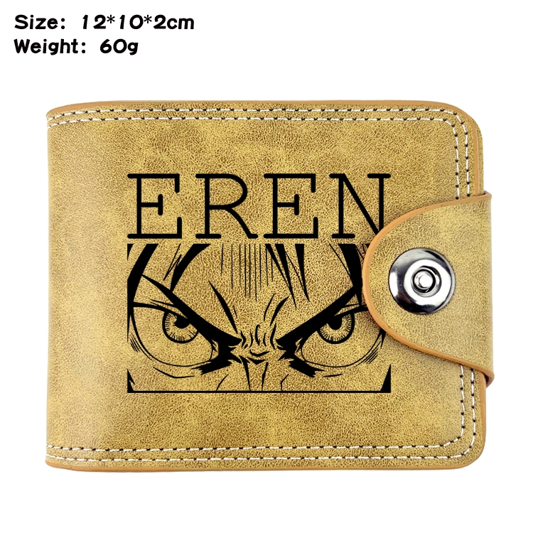 Shingeki no Kyojin Anime high quality PU two fold embossed wallet 12X10X2CM 60G  9A