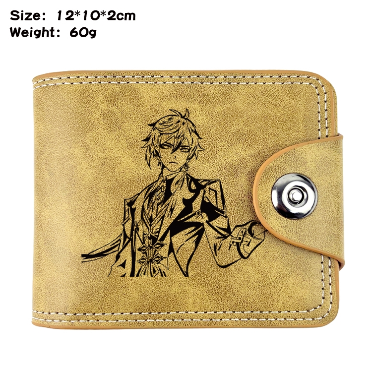 Genshin Impact Anime high quality PU two fold embossed wallet 12X10X2CM 60G  12A