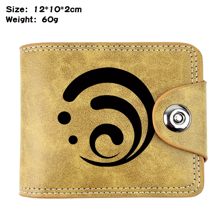 Genshin Impact Anime high quality PU two fold embossed wallet 12X10X2CM 60G  6A