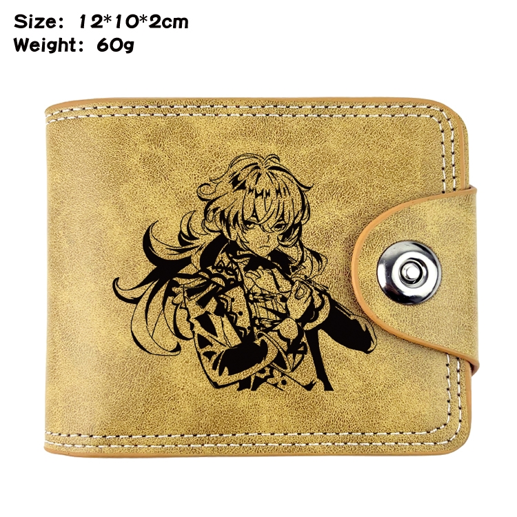 Genshin Impact Anime high quality PU two fold embossed wallet 12X10X2CM 60G  13A