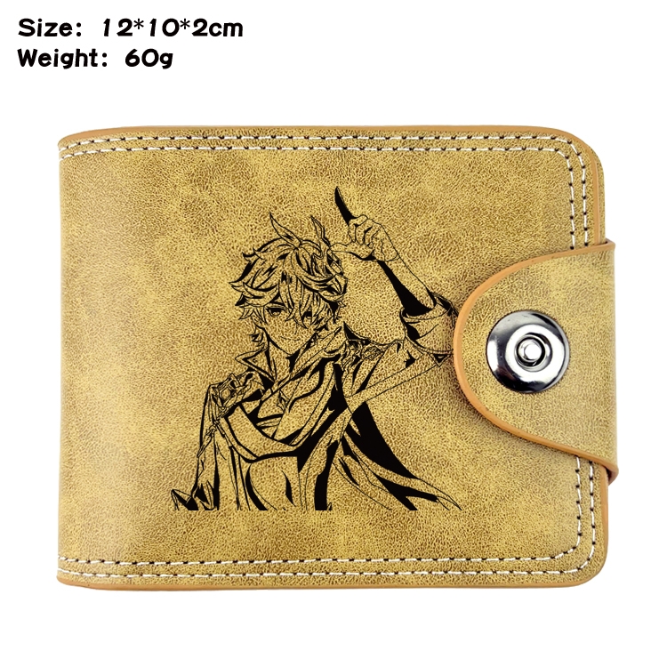 Genshin Impact Anime high quality PU two fold embossed wallet 12X10X2CM 60G  10A
