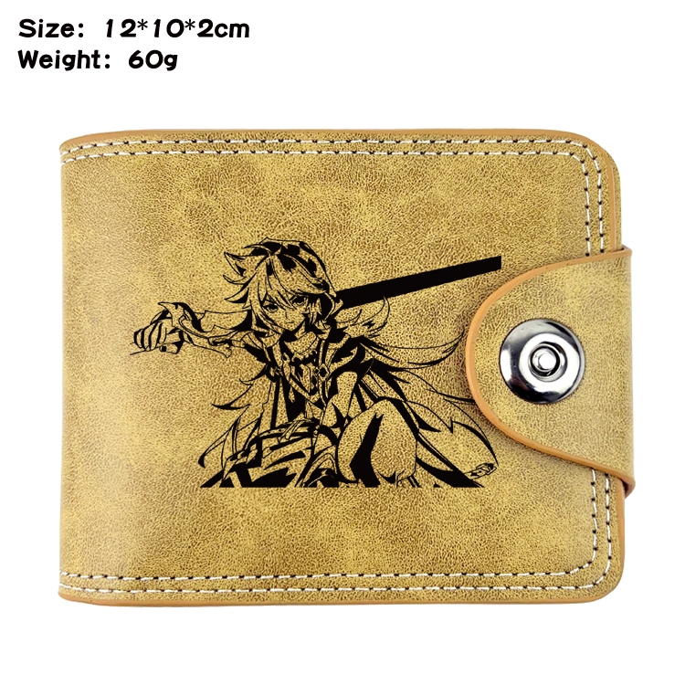 Genshin Impact Anime high quality PU two fold embossed wallet 12X10X2CM 60G  19A