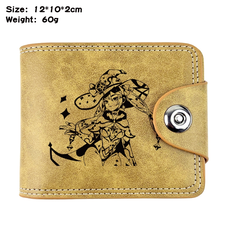 Genshin Impact Anime high quality PU two fold embossed wallet 12X10X2CM 60G  16A