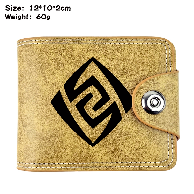 Genshin Impact Anime high quality PU two fold embossed wallet 12X10X2CM 60G  4A