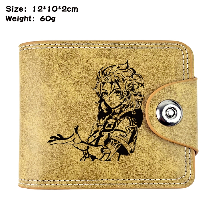 Genshin Impact Anime high quality PU two fold embossed wallet 12X10X2CM 60G  18A