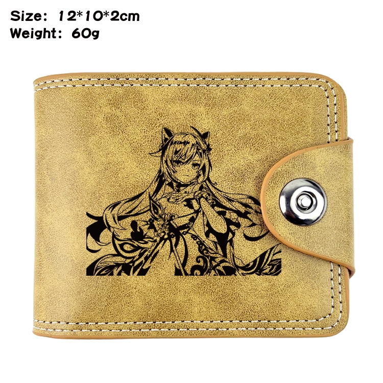 Genshin Impact Anime high quality PU two fold embossed wallet 12X10X2CM 60G  17A