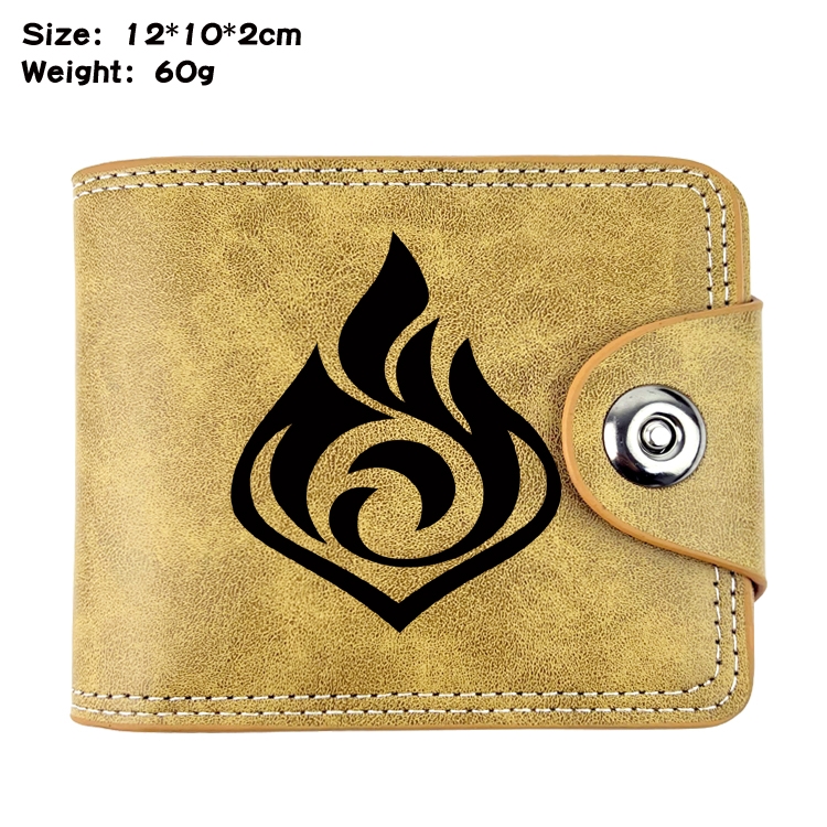 Genshin Impact Anime high quality PU two fold embossed wallet 12X10X2CM 60G  1A