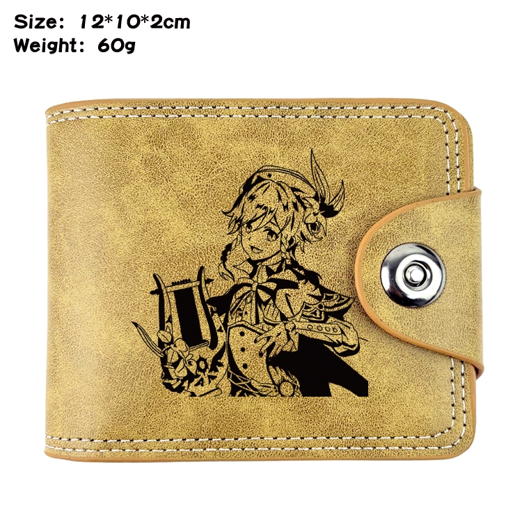 Genshin Impact Anime high quality PU two fold embossed wallet 12X10X2CM 60G  15A