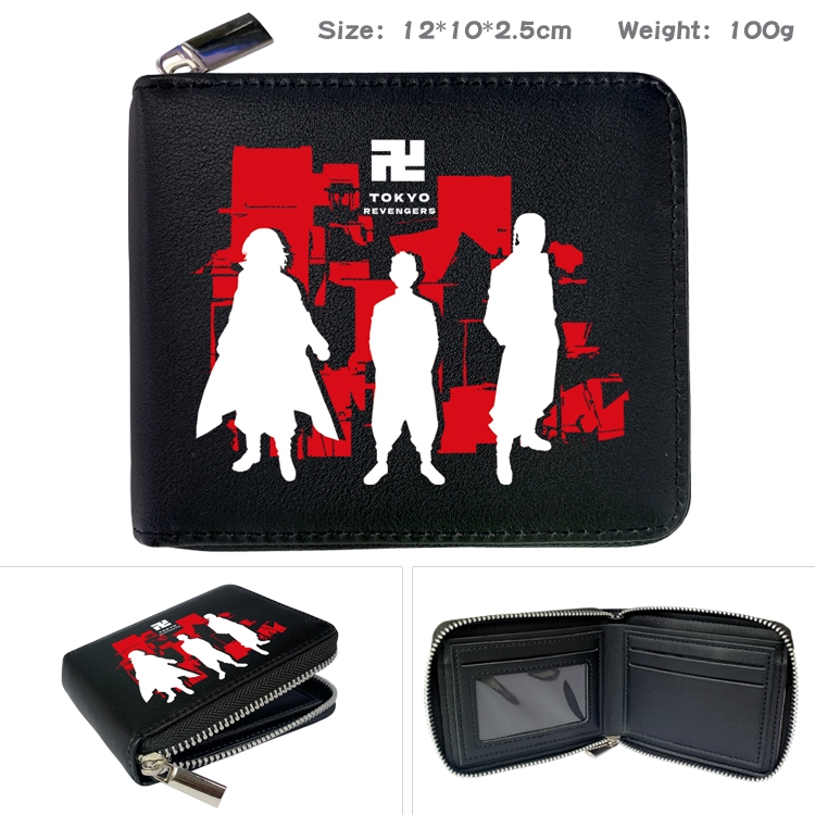 Tokyo Revengers Anime zipper black leather half-fold wallet 12X10X2.5CM 100G 1A