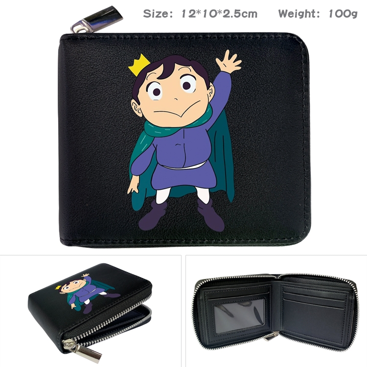 Kings Ranking Anime zipper black leather half-fold wallet 12X10X2.5CM 100G  5A